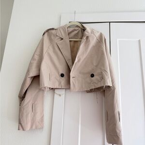 Stylish Tan Cropped Trench Coat Jacket
